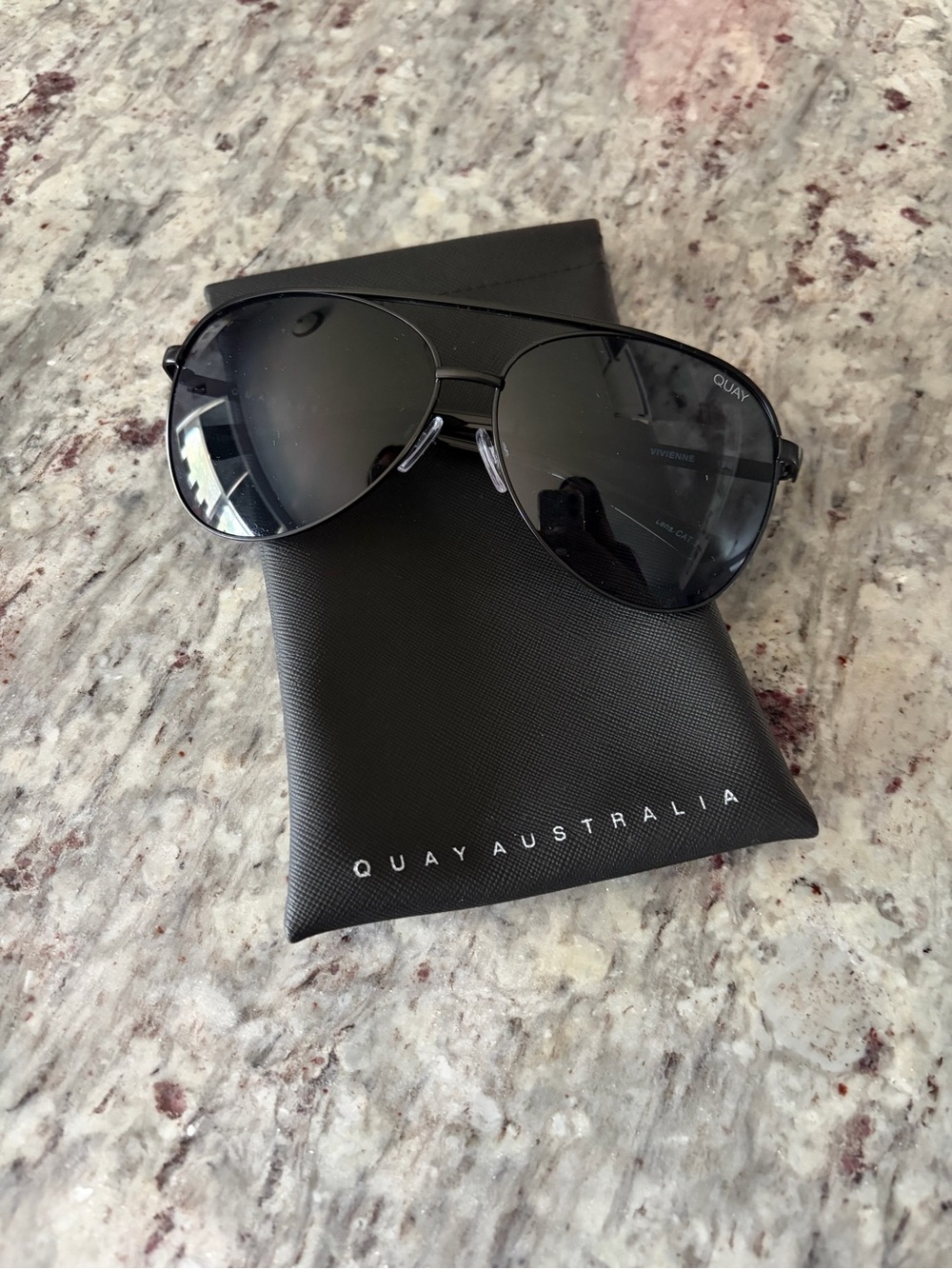 Quay Australia Black Aviator Sunglasses with Dark Lenses